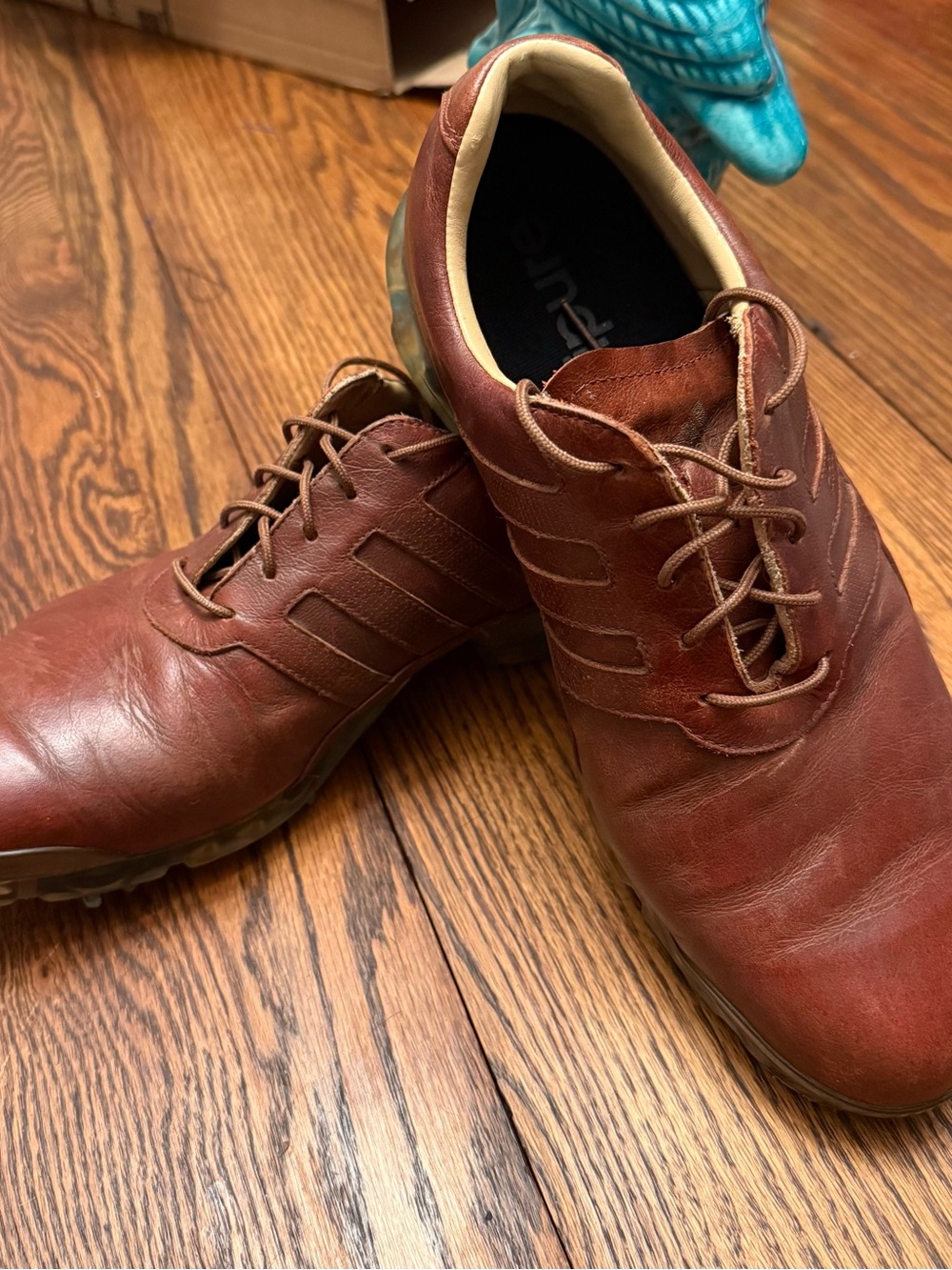 Men's Adidas Adipure Brown Leather Lace-Up Golf Shoes